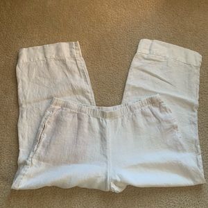 J Jill White Linen Crop Pants